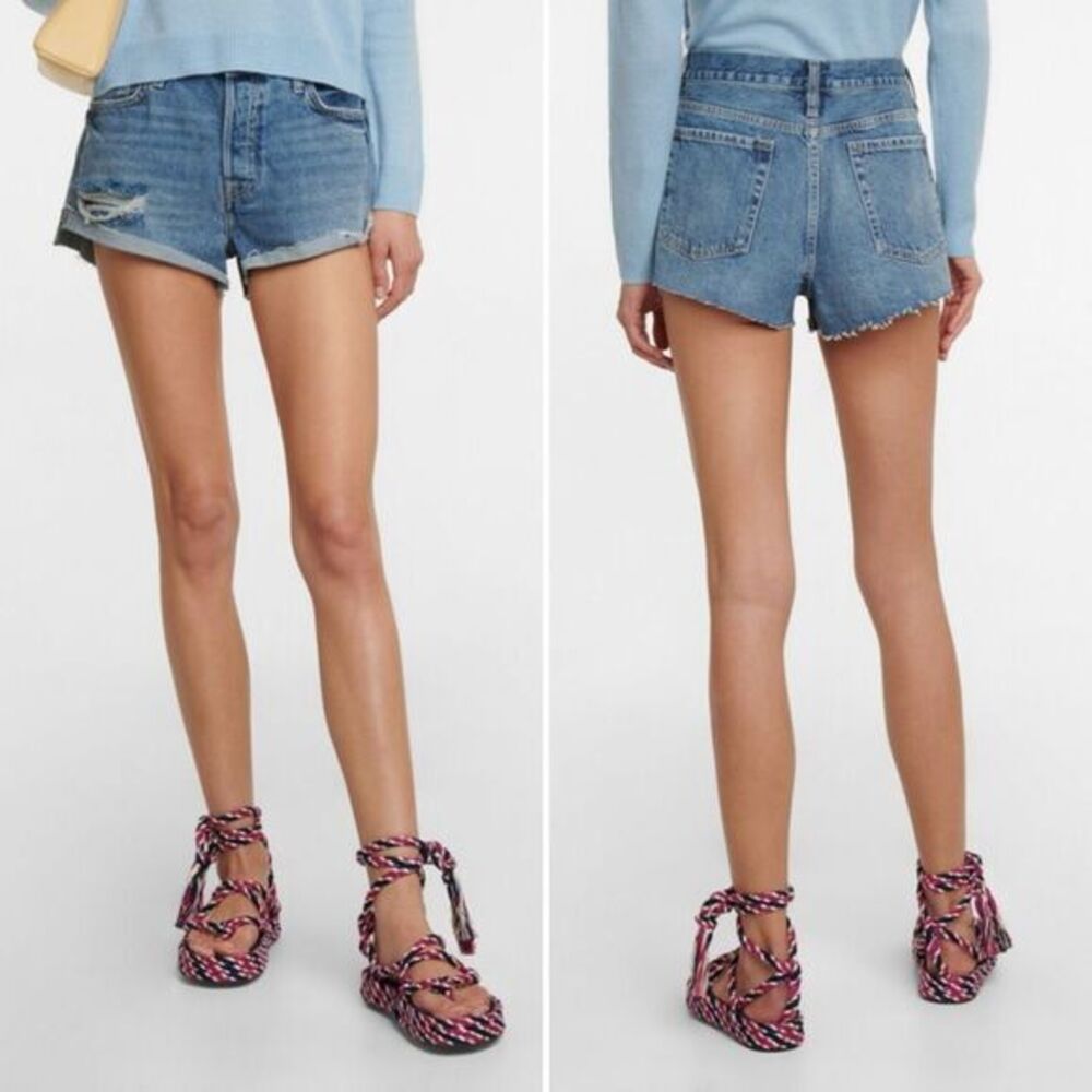 FRAME NWT Front Cuff Cutoff Denim Shorts in Adrift Wash Size 28